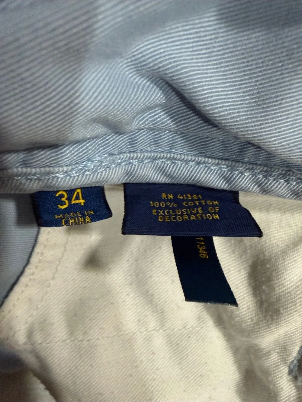 Men’s Polo Ralph Lauren 9.5” Relaxed-Fit Chino baby blue‎ shorts size 34 Preppy